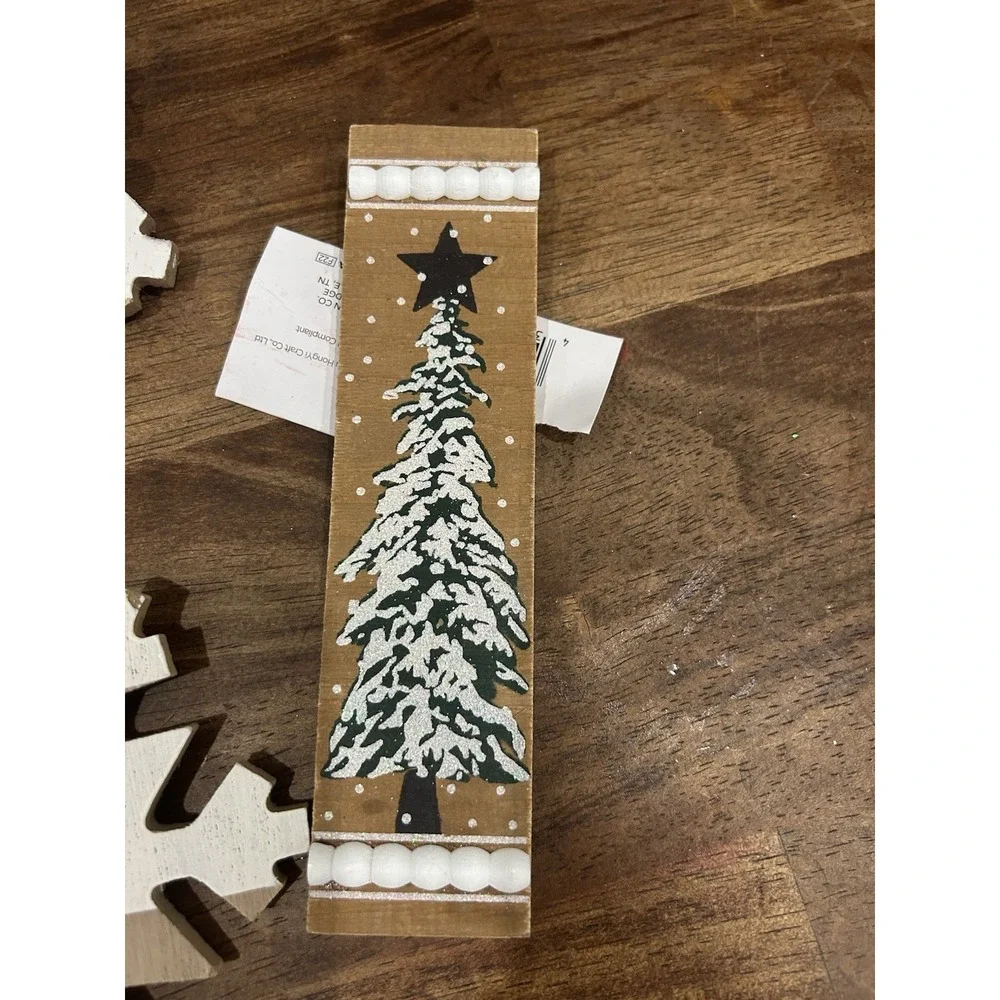Lot Of 11 Rustic Wooden Snowflake Christmas Tree Star Ornaments Farmhouse‎ Decor